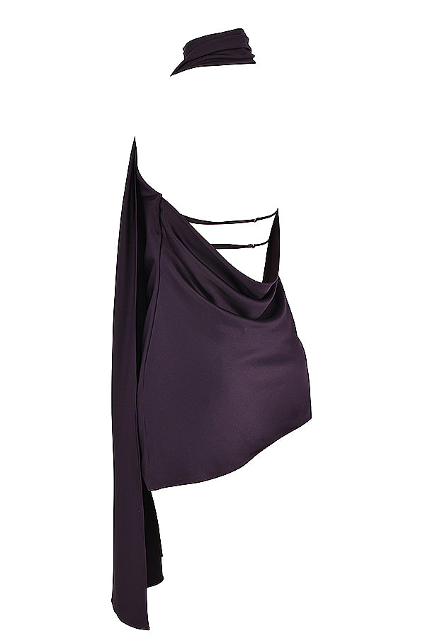 Asymmetrische jurk met overslaghals