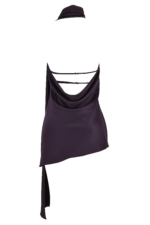 Asymmetrische jurk met overslaghals