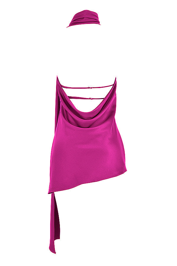 Asymmetrische jurk met overslaghals