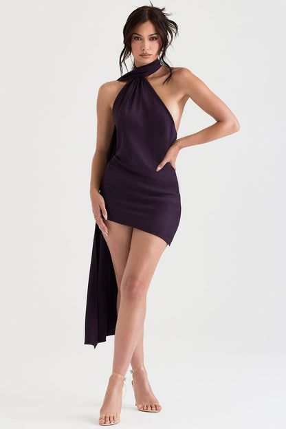 Asymmetrische jurk met overslaghals