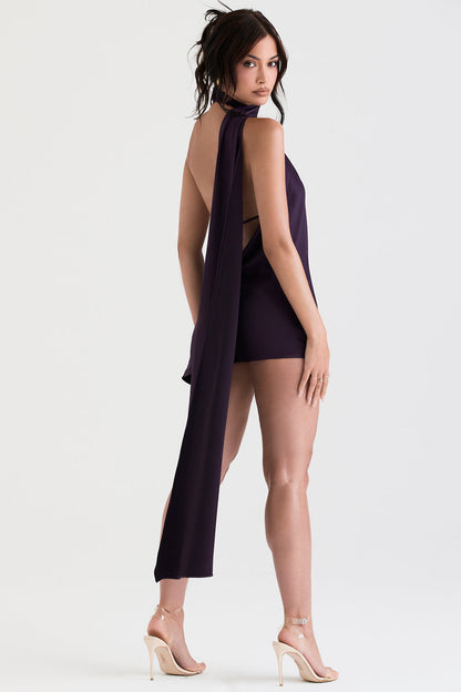 Asymmetrische jurk met overslaghals